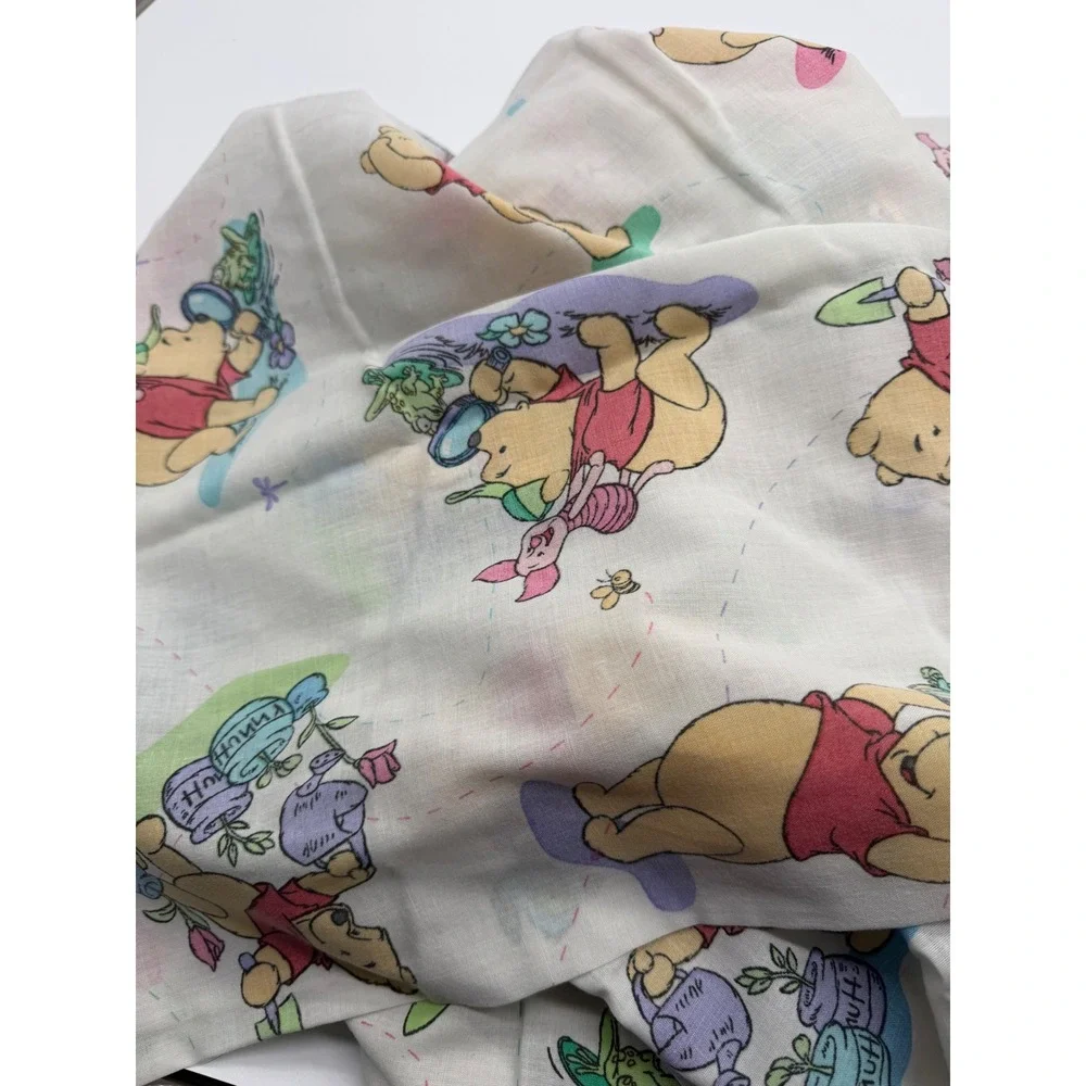 Vintage Disney Winnie the Pooh Piglet Twin Flat Sheet Gardening‎ Made in USA